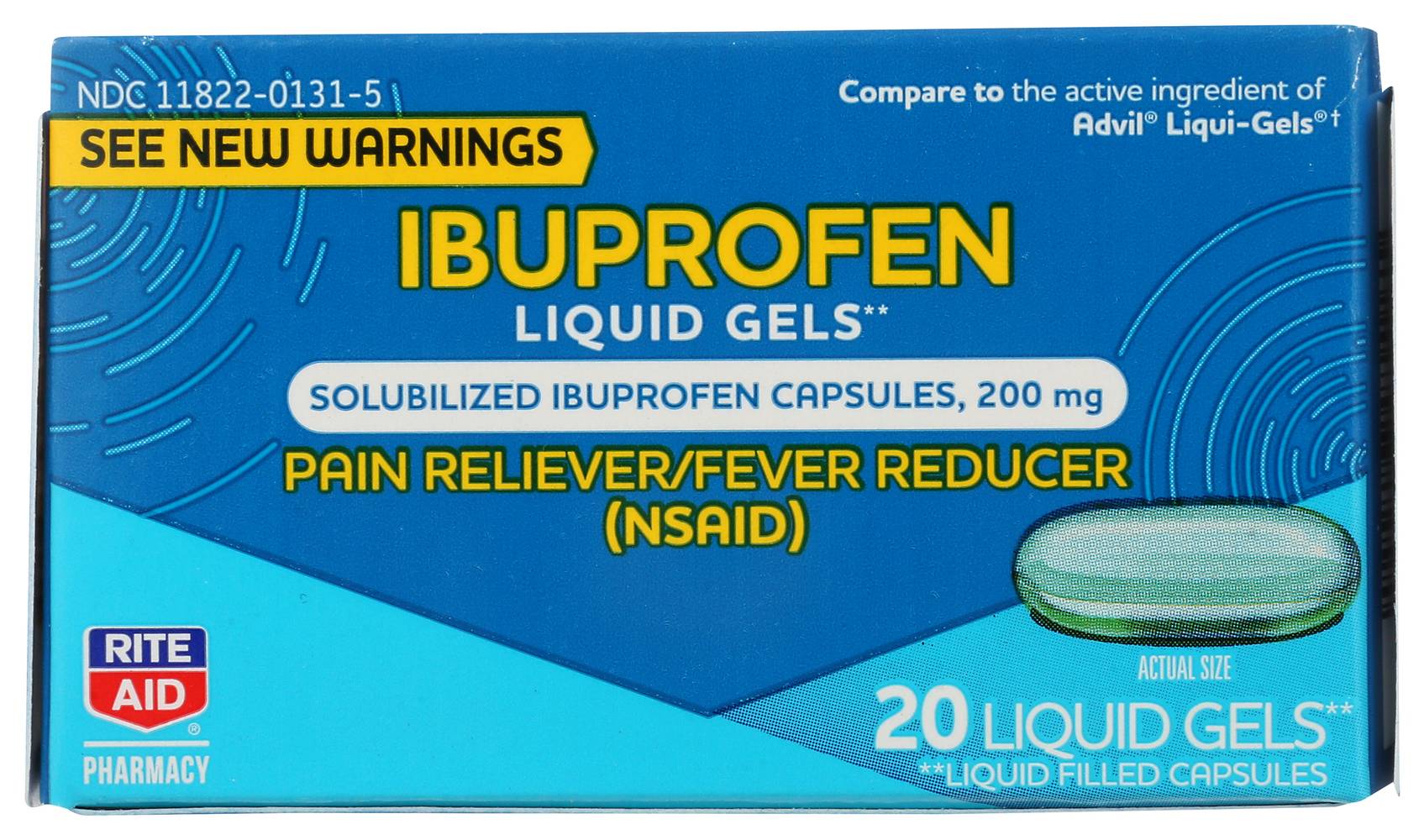 Rite Aid Ibuprofen Pain Reliever 200mg Liquid Gels (20 ct)