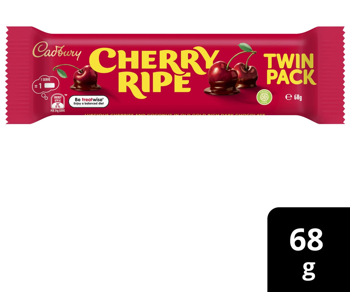 Cadbury Cherry Ripe Chocolate Twin pack, Cherry Ripe (68g, 2 pack)