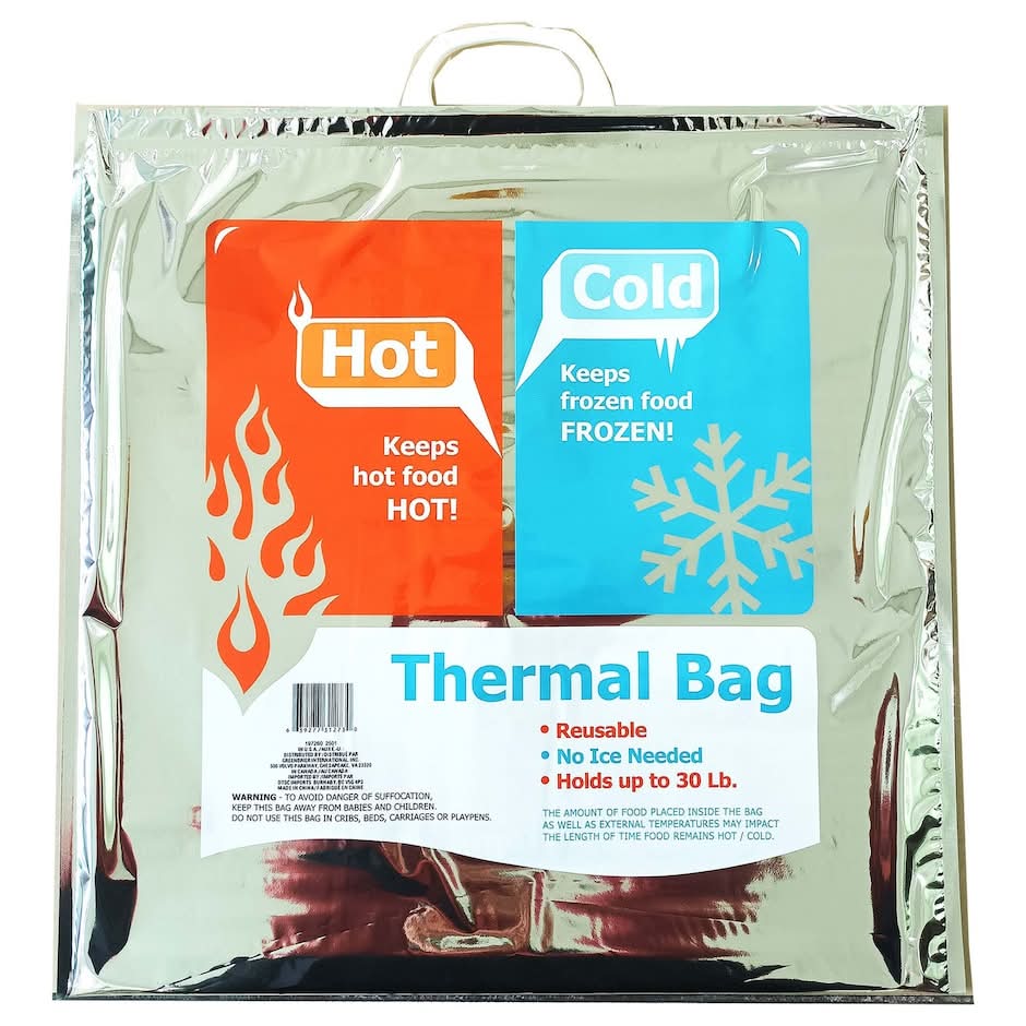 Hot & Cold Thermal Insulated Bag No Ice Reusable Foil Lining