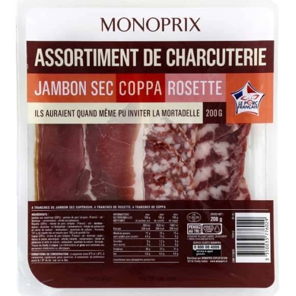 Monoprix Assortiment De Charcuterie La Barquette De 200 G