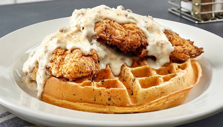 Sausage Gravy & Chicken Tenders Stuff 'N Wafle