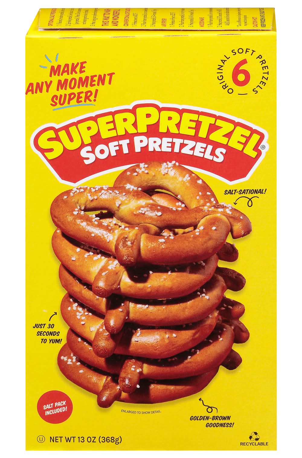 SuperPretzel Fully Baked Original Soft Pretzels (13 oz, 6 ct)