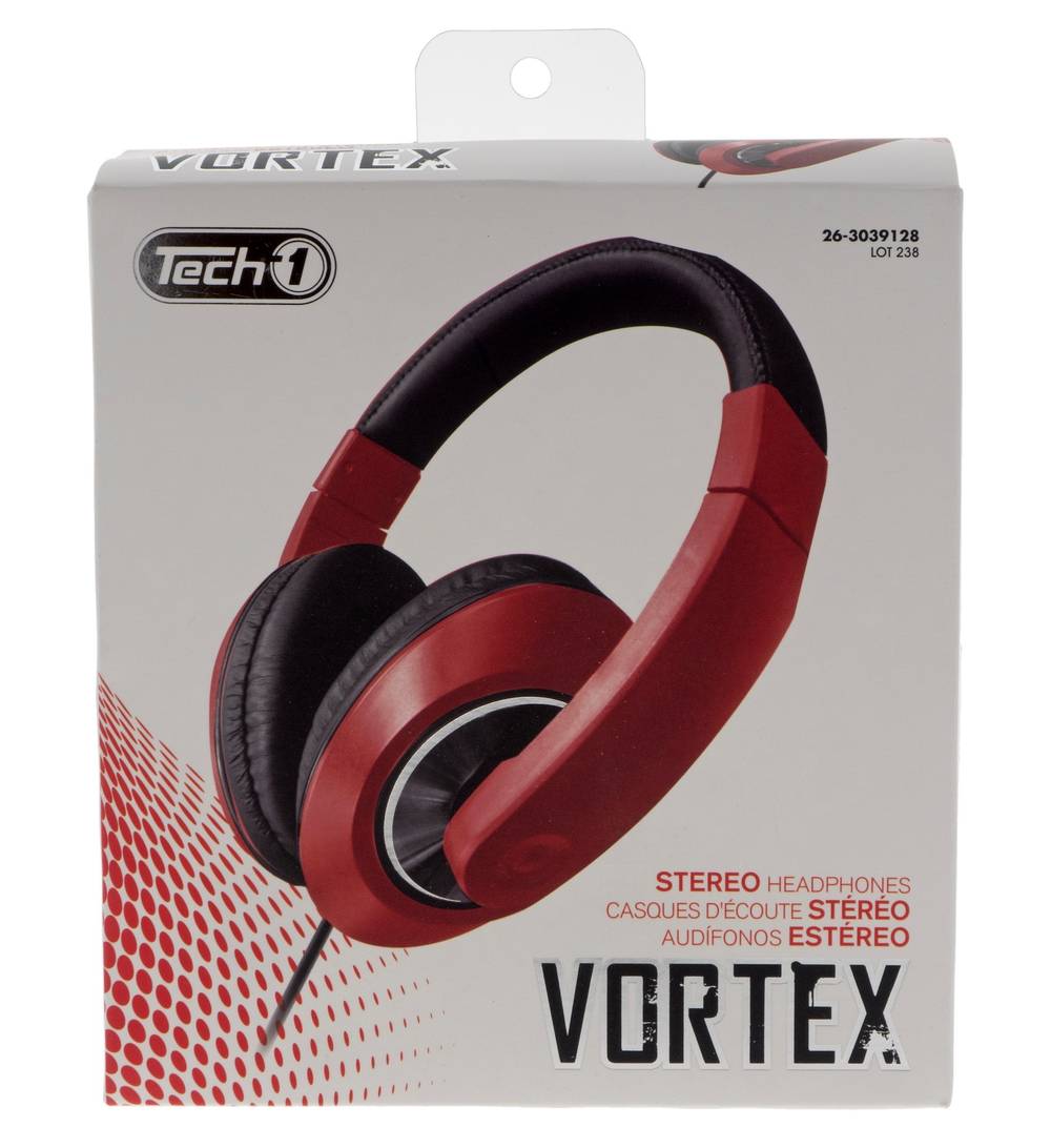Tech1 Vortex Headphones, Red-Black