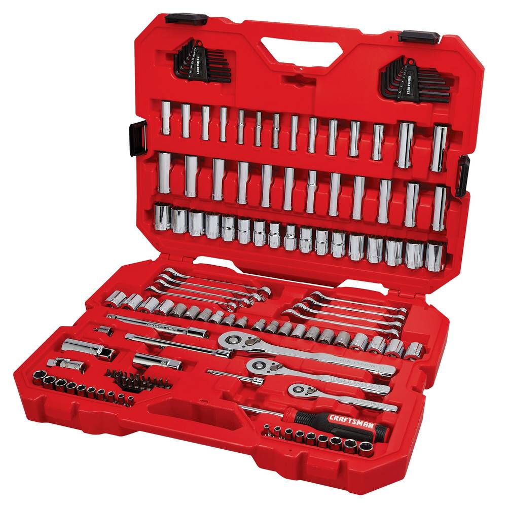 CRAFTSMAN 135-Piece Standard (SAE) and Metric Polished Chrome Mechanics Tool Set with Hard Case | CMMT12124L