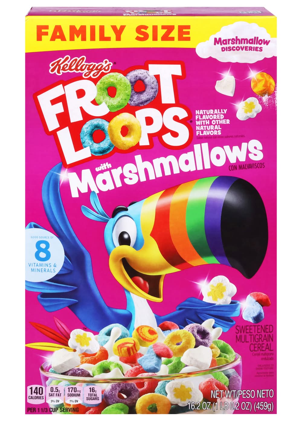 Kellogg's Breakfast Cereal Kids Cereal Family Breakfast Family Size Original With Marshmallows (16.2 oz)