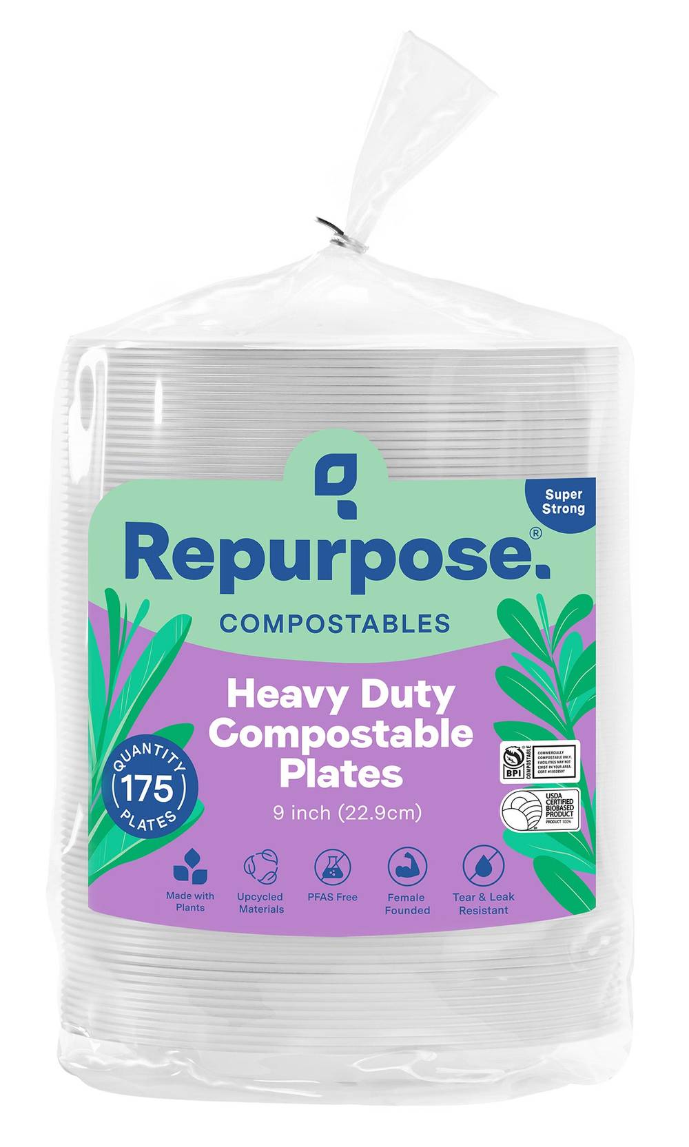 Repurpose Compostable 9" Baggasse Plates, 175-count