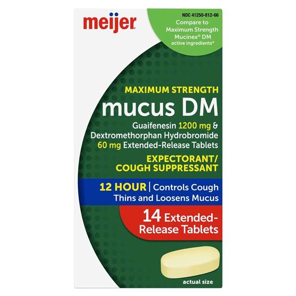 Meijer Maximum Strength Mucus Dm, Expectorant and Cough Suppressant Tablets (14 ct)