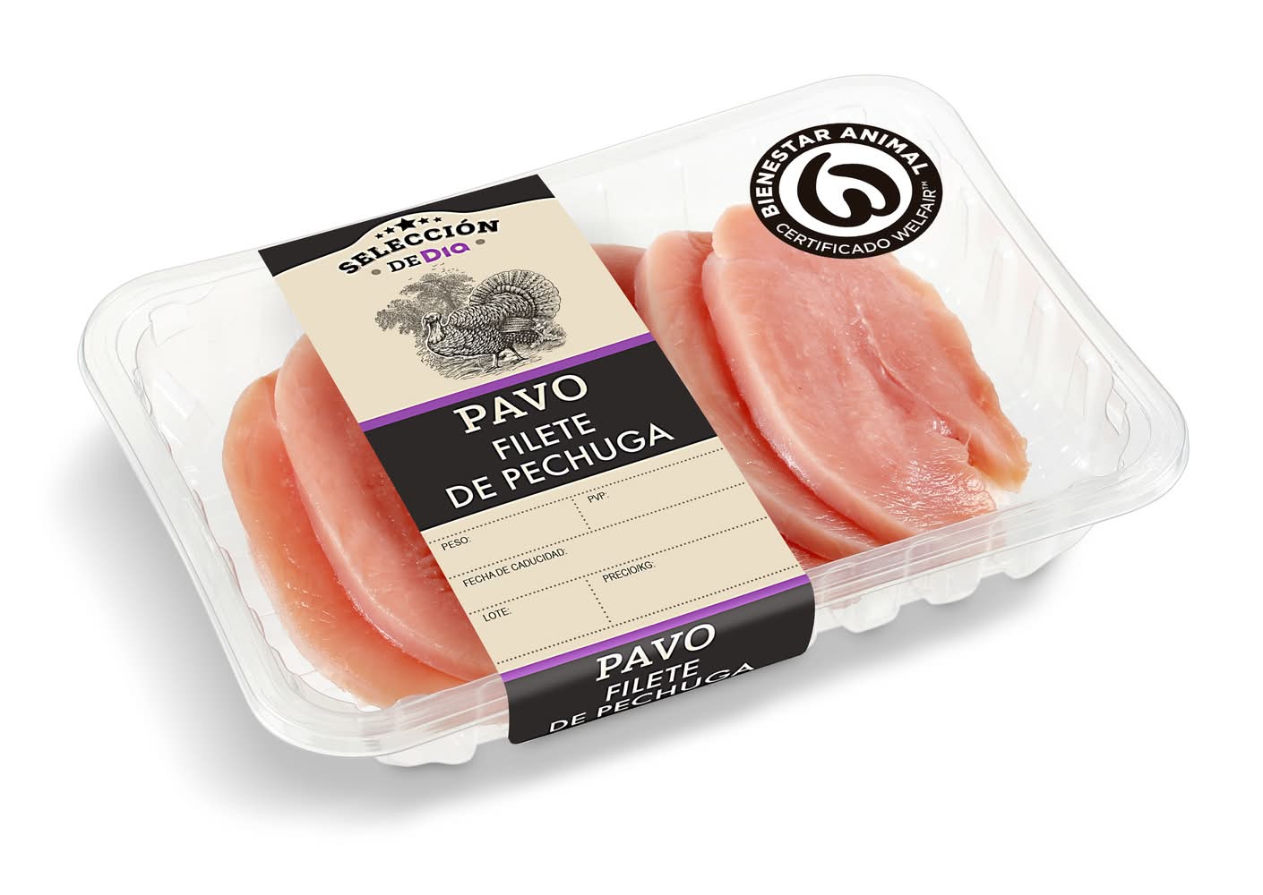 Filetes De Pechuga De Pavo Selección De Dia Bandeja 600 G Aprox.