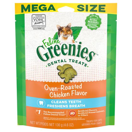 Feline Greenies Adult Dental Cat Treats, Oven Roasted Chicken Flavor (4.6 oz)