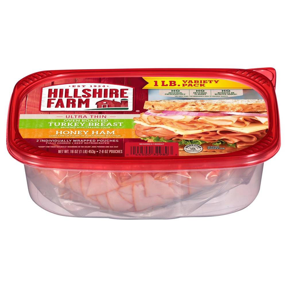 Hillshire Farm Oven Roasted Turkey Breast and Honey Ham (16 oz, 2 ct)