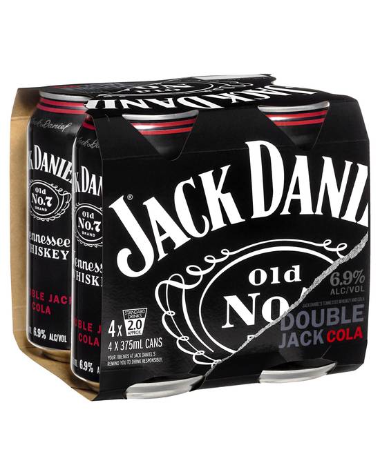 Jack Daniels Double Jack & Cola Cans 4x375mL