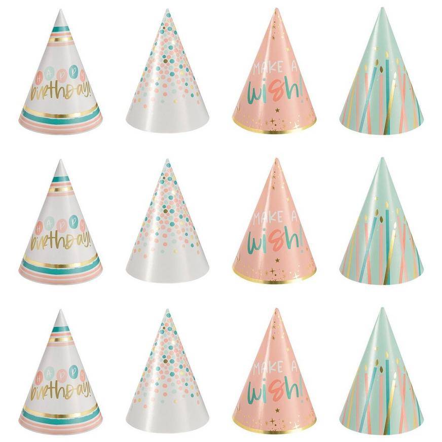 Party City Minmetallic Birthday Party Hats (12 ct)