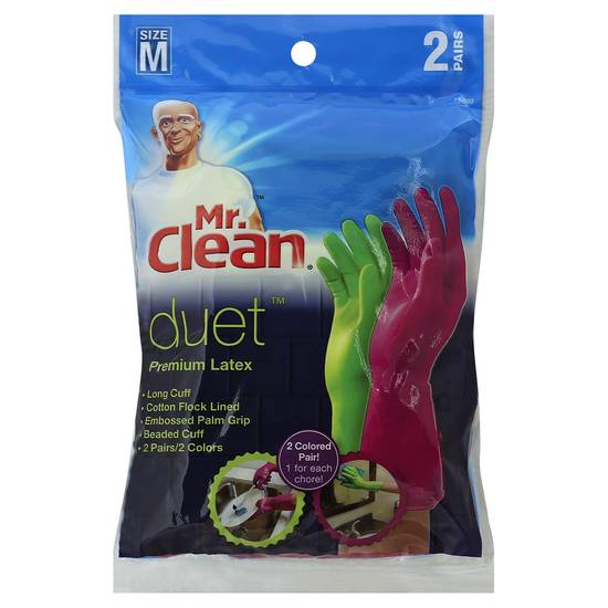 Mr. Clean Duet Premium Latex Medium Gloves (2 ct)