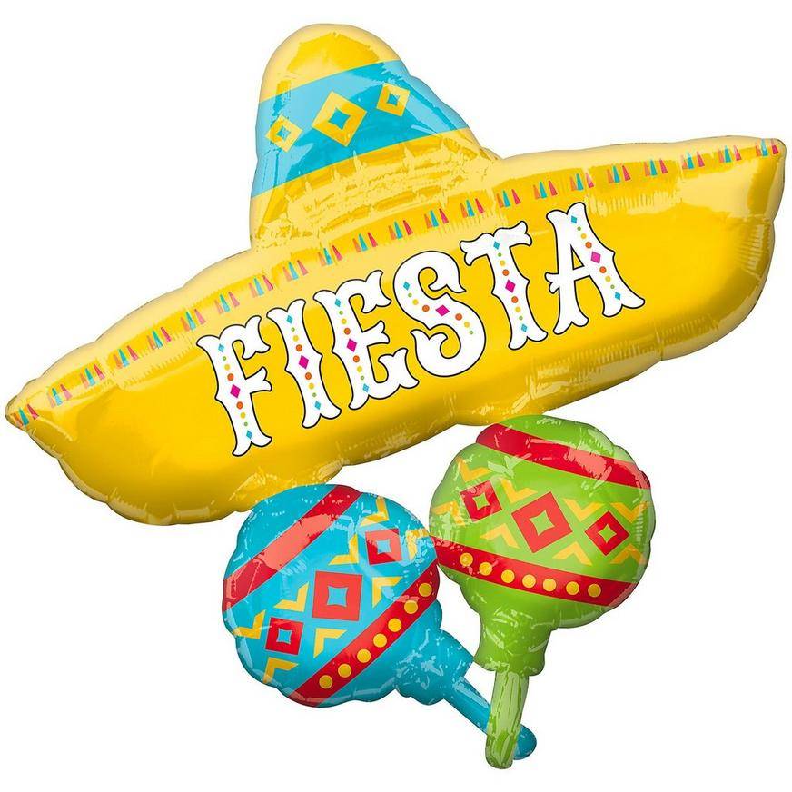 Party City Uninflated Giant Fiesta Sombrero Balloon, 31 In