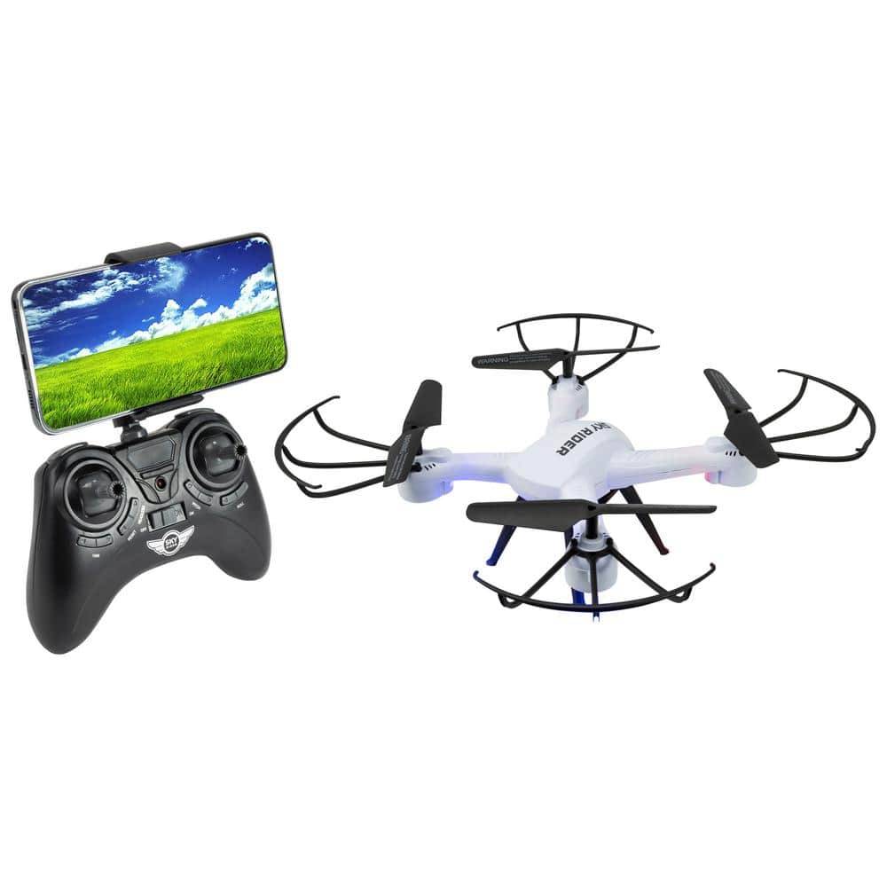 Sky Rider Pro Quadcopter Drone With Wi-Fi Camera, Remote And Phone Holder, White