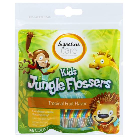 Signature Care Kids Jungle Flossers Tropical Fruit Flavor (36 ct)