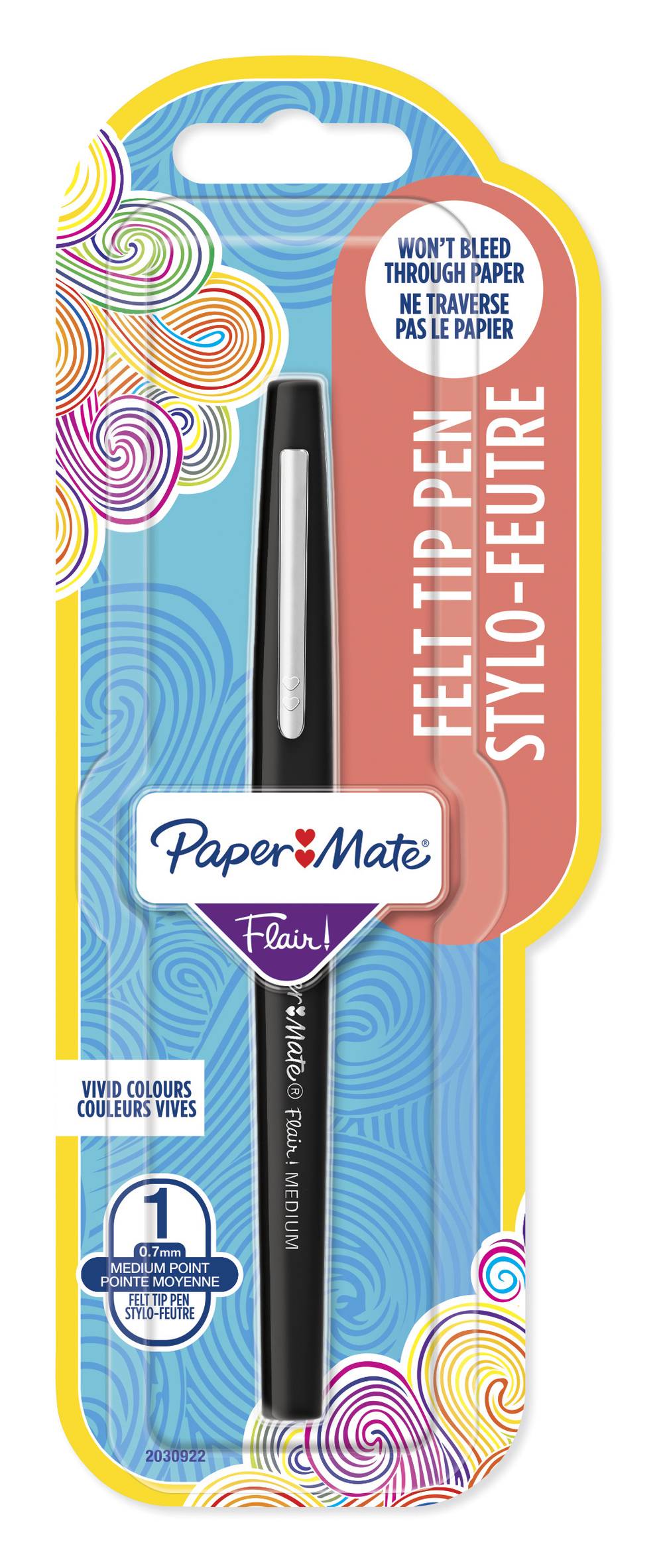 Paper Mate - Feutre d'écriture flair, pointe moyenne, noir