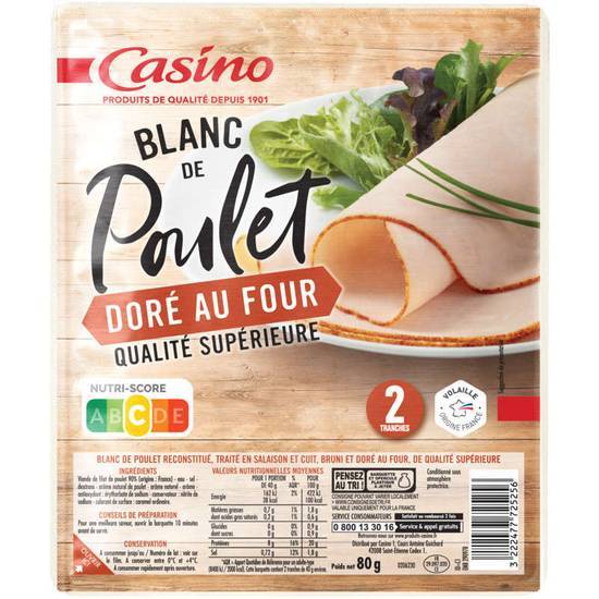 Casino Blanc de poulet - 2 tranches 80g