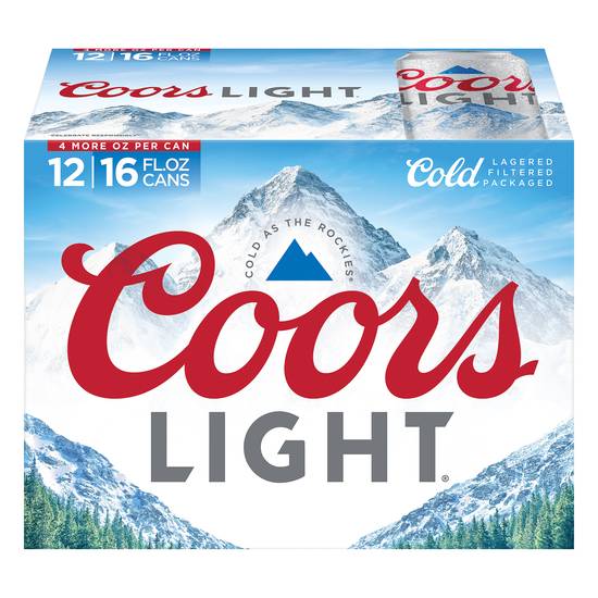 Coors Light Lager Beer (12 ct, 16 fl oz)