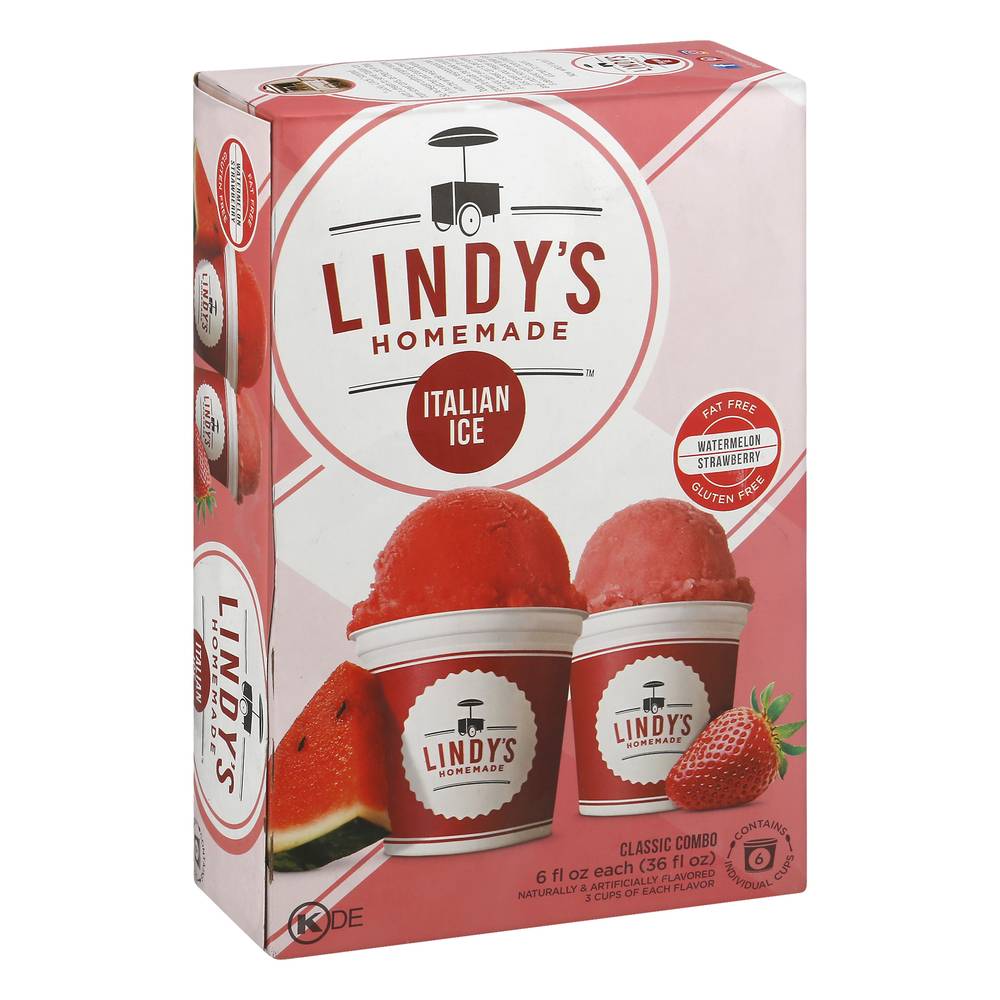 Lindy's Homemade Classic Combo Homemade Italian Ice, Watermelon-Strawberry (36 fl oz, 6 ct)