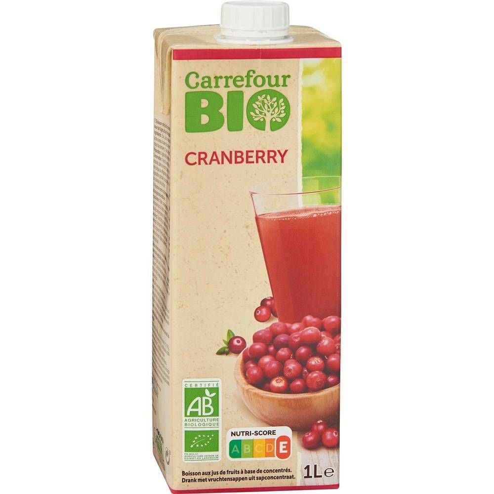 Boisson cranberry CARREFOUR BIO - La brique de1L