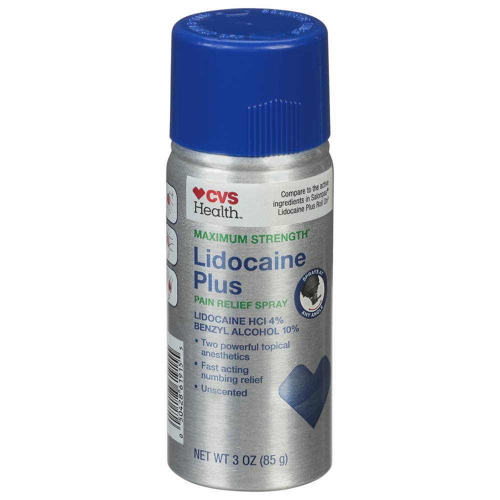 Cvs Health Maximum Strength Lidocaine Plus Unscented Pain Relief Spray