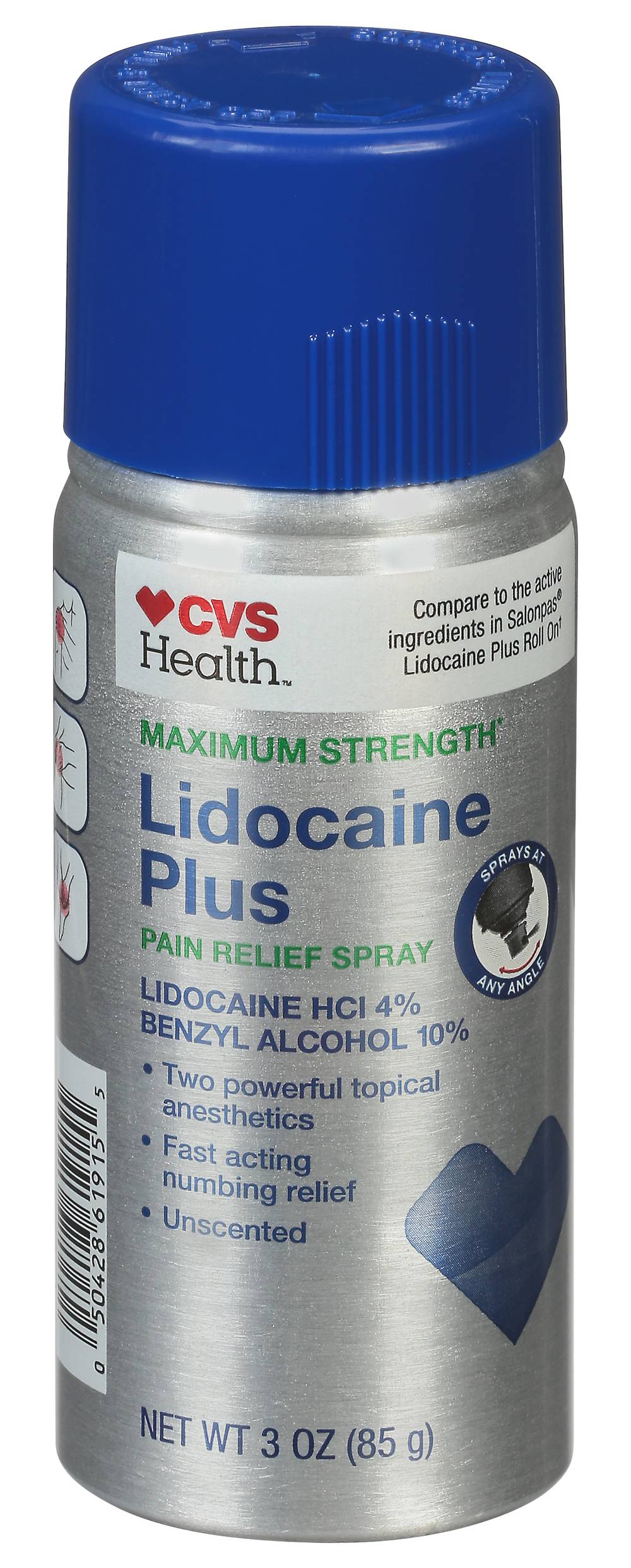 CVS Pharmacy Health Maximum Strength Lidocaine Plus Unscented Pain Relief Spray (3 oz)