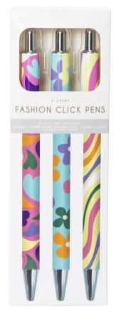 Fashion Click Pens 3-Count Yellow