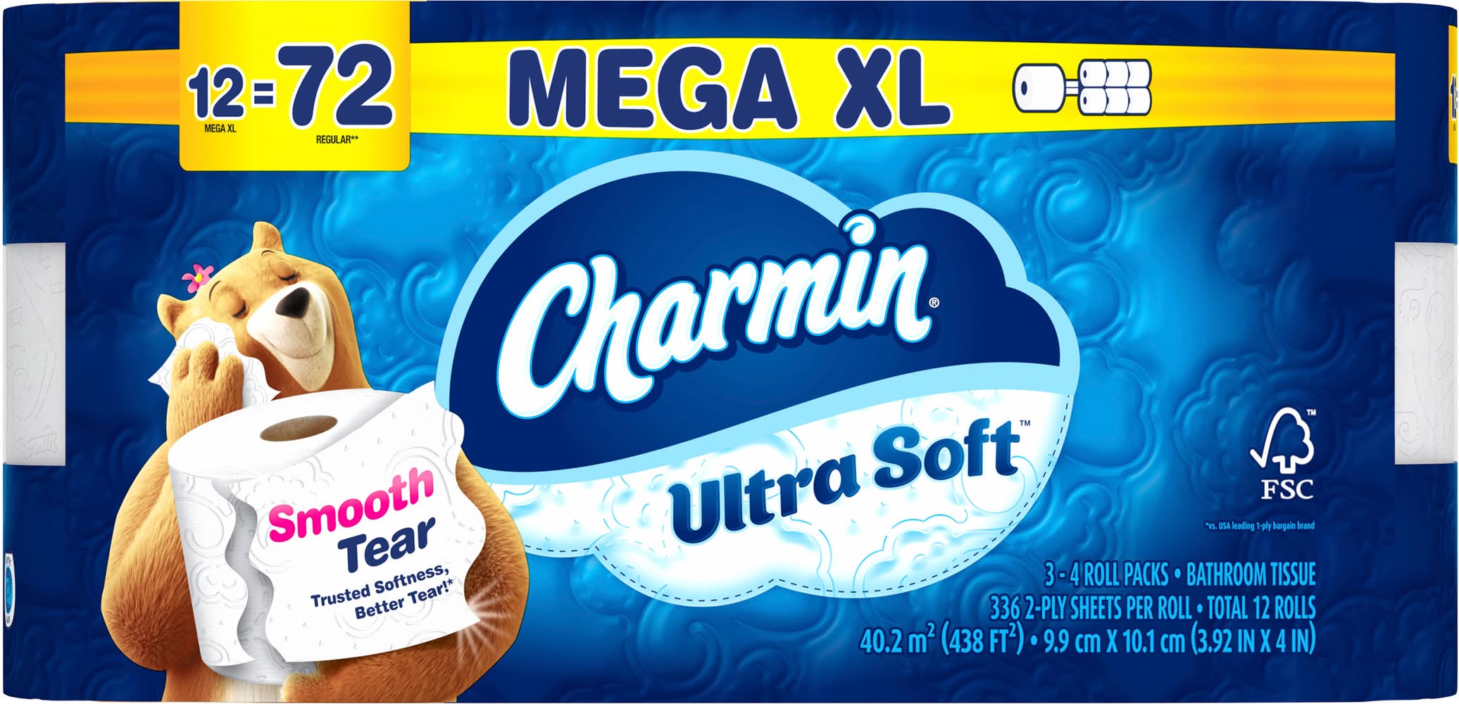 Charmin Ultra Soft Bathroom Tissue Rolls, 3.92x4 in (12 ct)