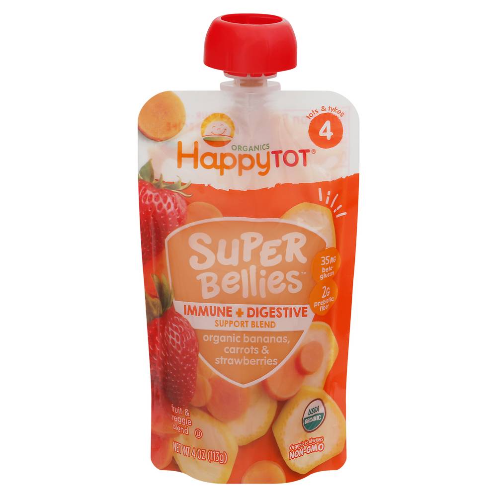 Happy Tot Organic Super Bellies Immune+Digestive Baby Food Stage 4 ( bananas-carrots-strawberries)