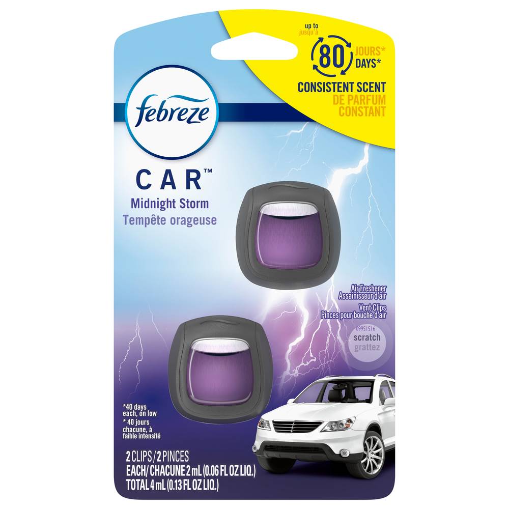 Febreze Midnight Storm Scent Car Air Freshener Clips (0.13 fl oz)