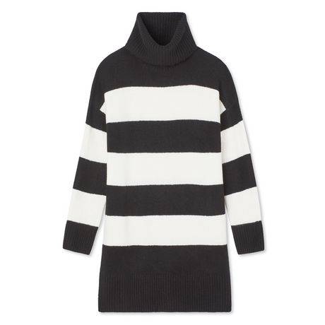 George Women'S Turtleneck Sweater Dress (Color: Black, Size: M)