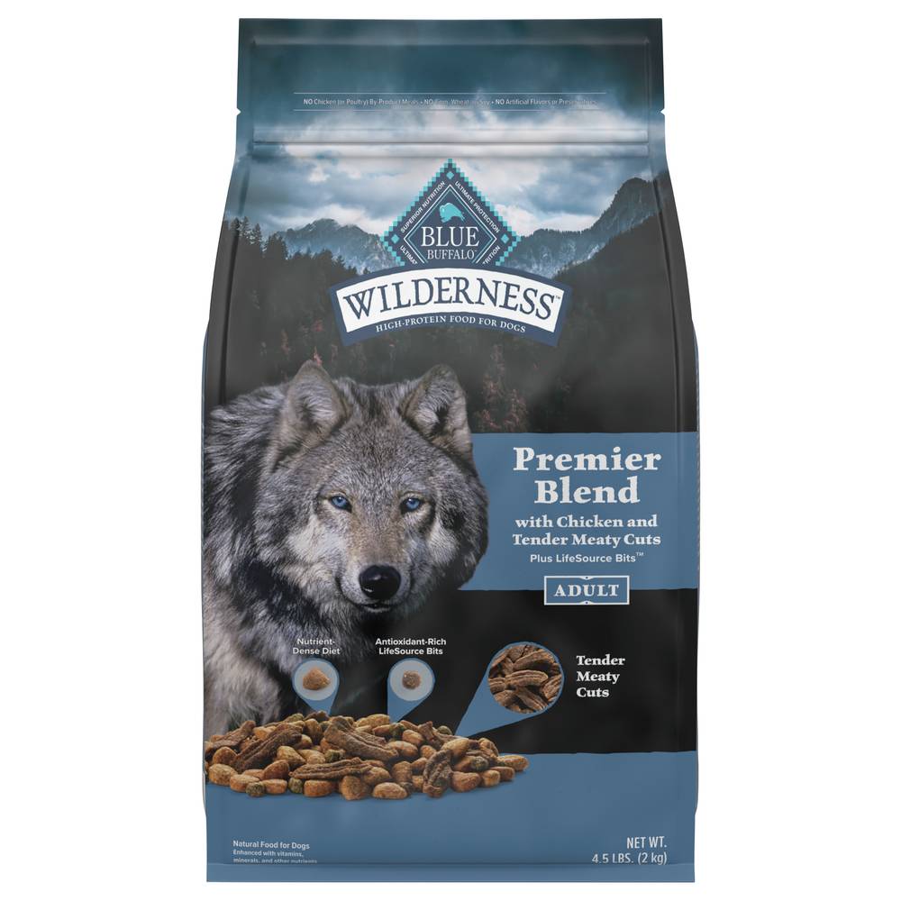 Blue Buffalo Wilderness Premier Blend Natural Adult Dry Dog Food, Meaty Cuts, Chicken (4.5 lbs)