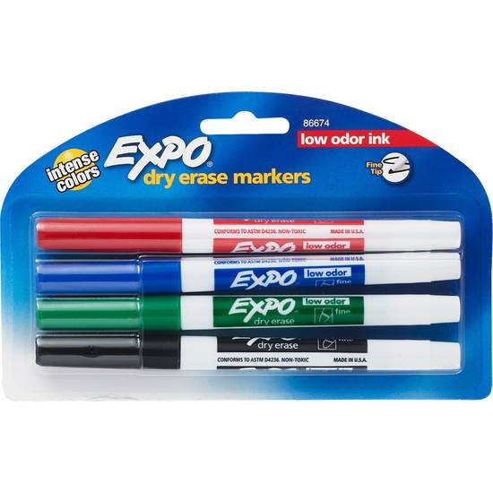 Expo Dry Erase Markers, Fine Tip , 4 ct