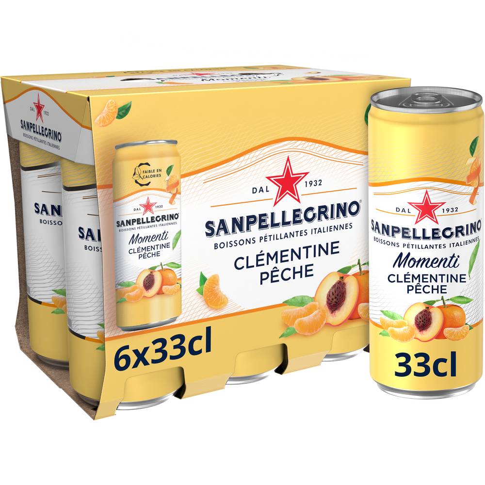 San Pellegrino - Momenti boisson gazeuse aromatisée clémentine pêche (6 x 330ml)