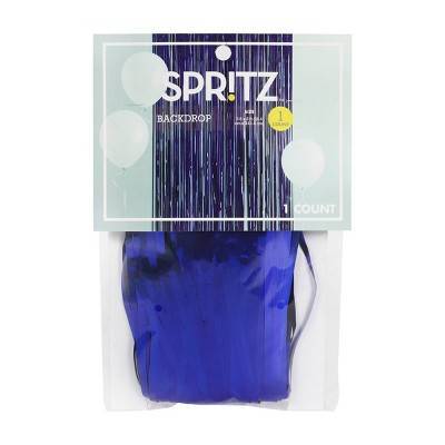 Spritz Holographic Metallic Fringe Backdrop, Blue