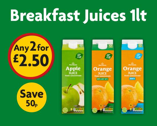 2 for £2.50 - Breakfast Juices