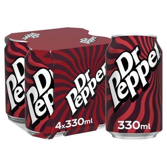 Dr Pepper Sparkling Fruit Flavour Soft Drink (4 ct, 330 ml)