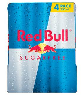 Red Bull Energy Drink, Sugar Free, 250ml (4 Pack)