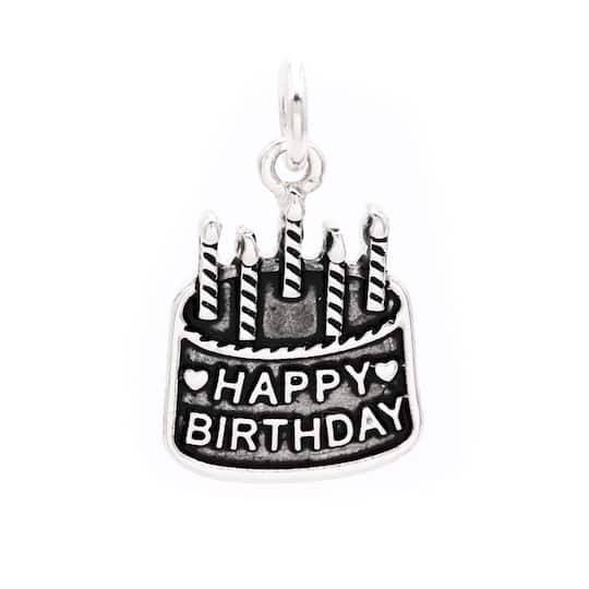 Silver Plated Birthday Cake Charm By Bead Landing