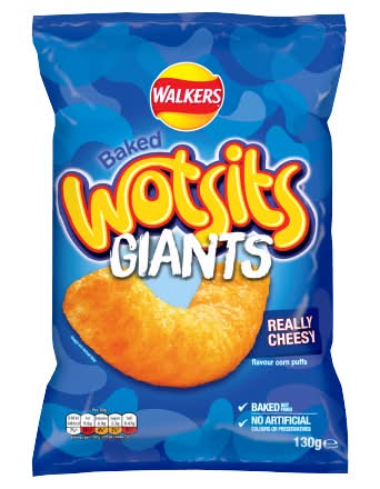 Walkers Really Cheesy, Baked Wotsits Giants Corn Puffs Snacks (130g)