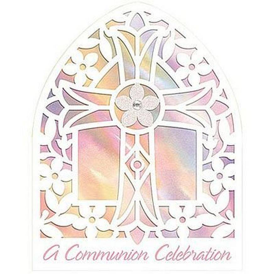 Novelty Pink Communion Invitations 8ct