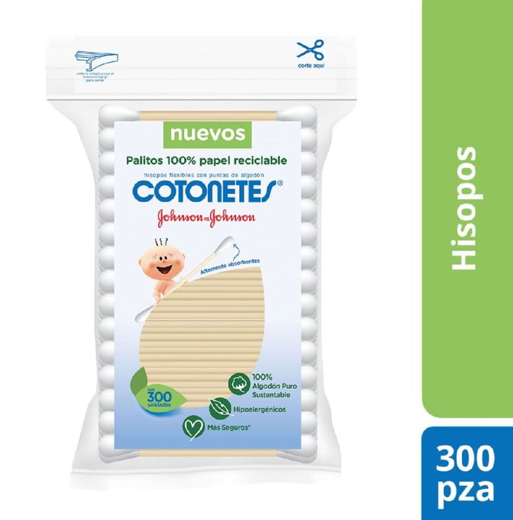 Cotonetes · Hisopos flexibles con puntas de algodón (300 un)