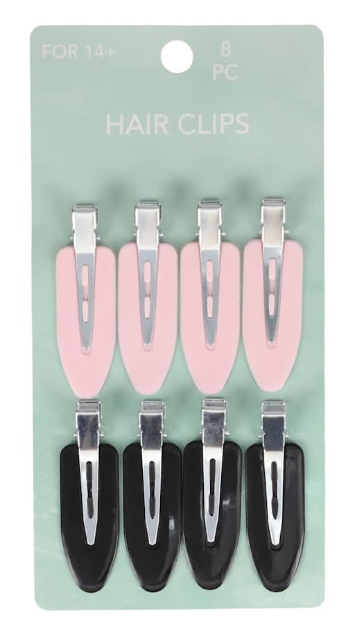 Pink And Black Hair Clips, 8-pc Pack.