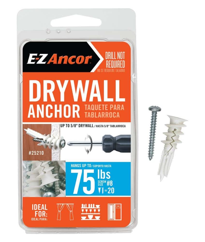 E-Z Ancor Twist-N-Lock 75 Lbs. Drywall Anchors (20-Pack)