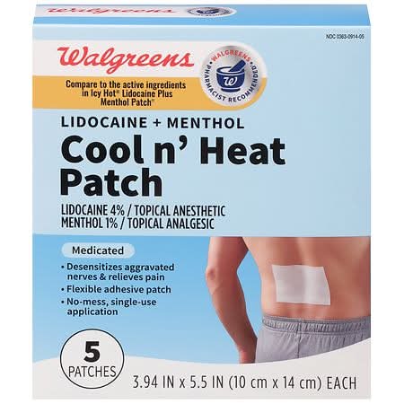 Walgreens Lidocaine + Menthol Medicated Cool N' Heat Lidocaine Patches (4 oz)