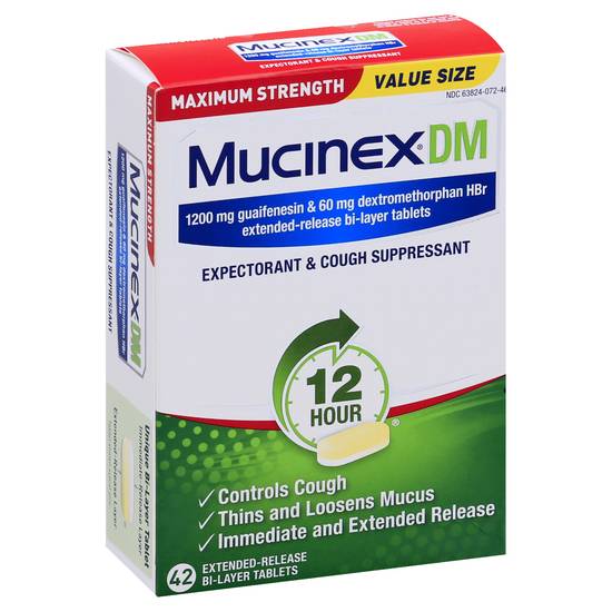 Mucinex Dm Value Size Maximum Strength Expectorant & Cough Suppressant (42 ct)