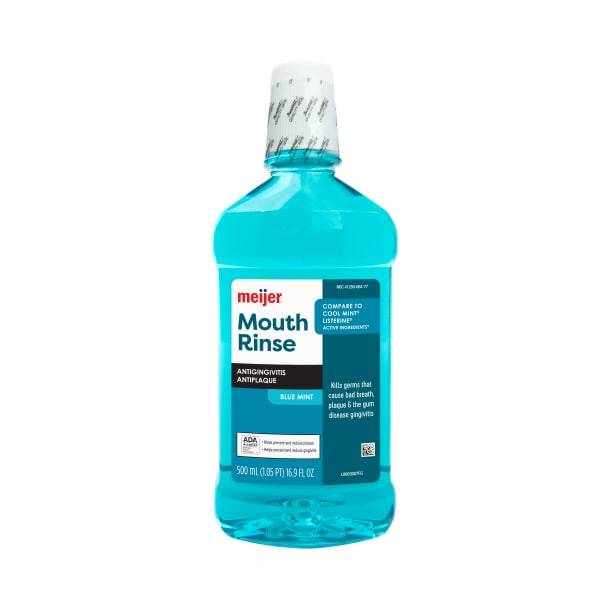 Meijer Antiseptic Mouthwash, Blue Mint (16.9oz)