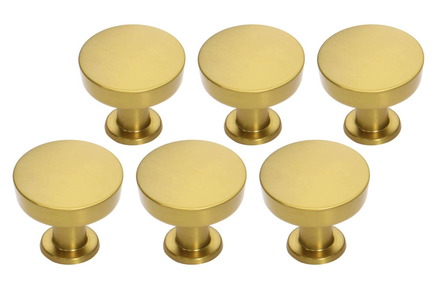 Origin 21 VERO 1-1/4-in Brushed Gold Round Casual Cabinet Knob 6 -Pack | CAB-000-326-BG-6P