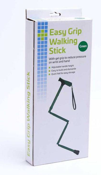 Crest Easy Grip Folding Walking Stick With Gel Handle- Green